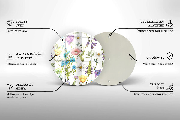 Chopping board glass Flowers illustration