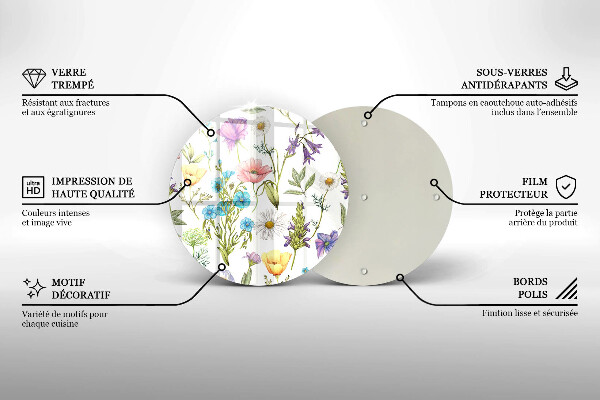 Chopping board glass Flowers illustration