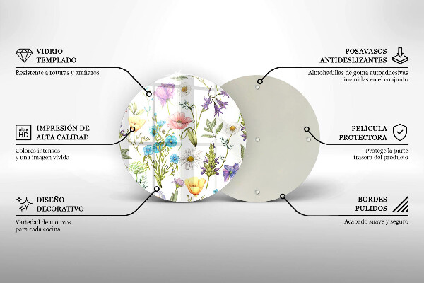 Chopping board glass Flowers illustration