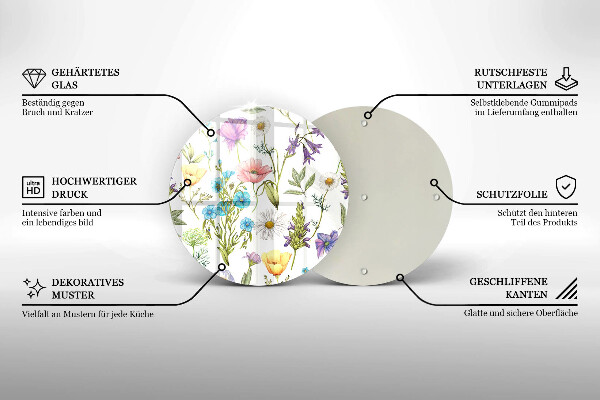 Chopping board glass Flowers illustration