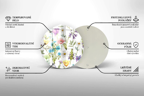 Chopping board glass Flowers illustration