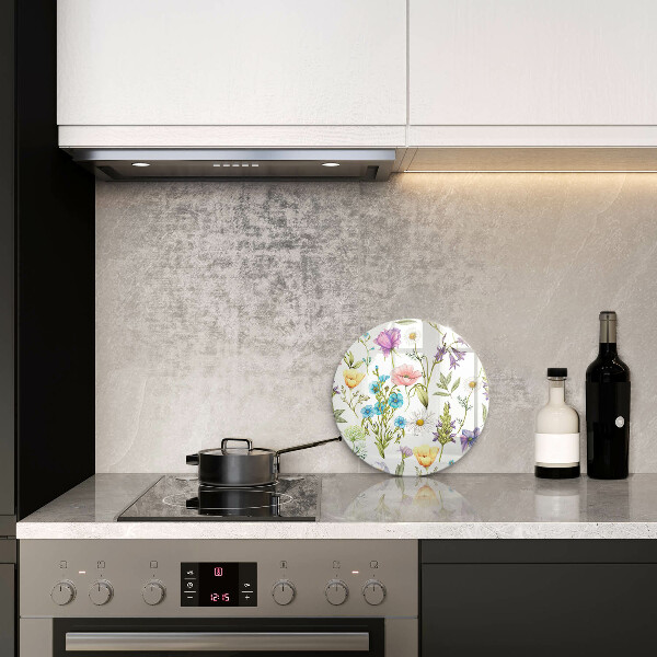 Chopping board glass Flowers illustration