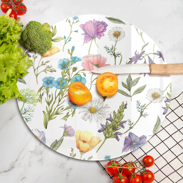 Chopping board glass Flowers illustration