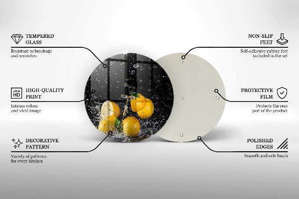 Chopping board glass Juicy lemon fruit