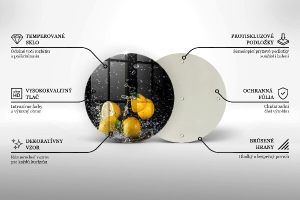 Chopping board glass Juicy lemon fruit