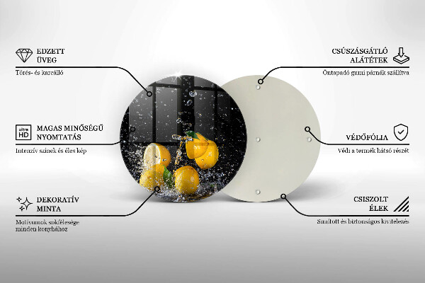 Chopping board glass Juicy lemon fruit