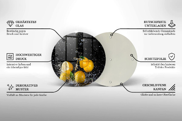 Chopping board glass Juicy lemon fruit