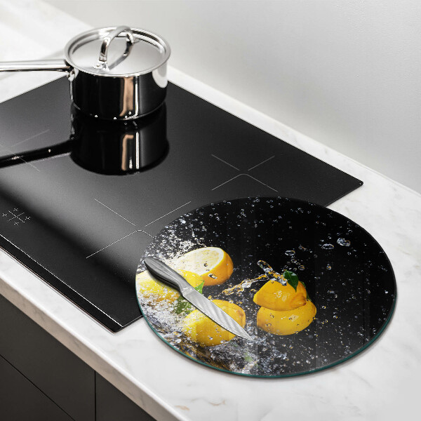 Chopping board glass Juicy lemon fruit