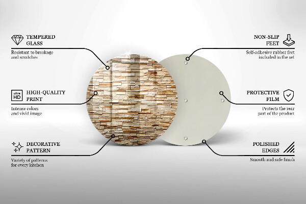 Chopping board glass Decorative texture stones