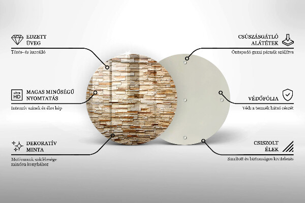 Chopping board glass Decorative texture stones