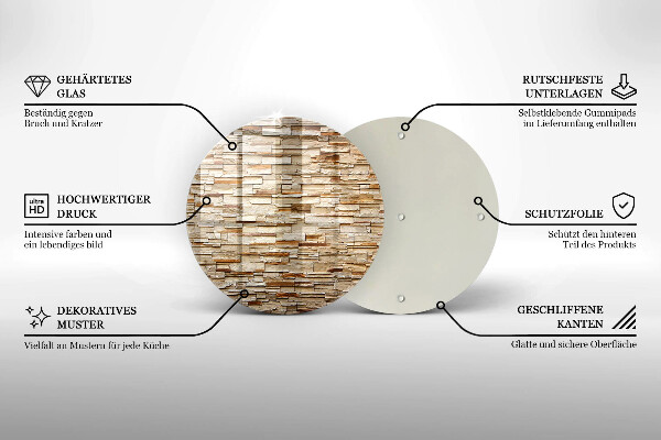 Chopping board glass Decorative texture stones