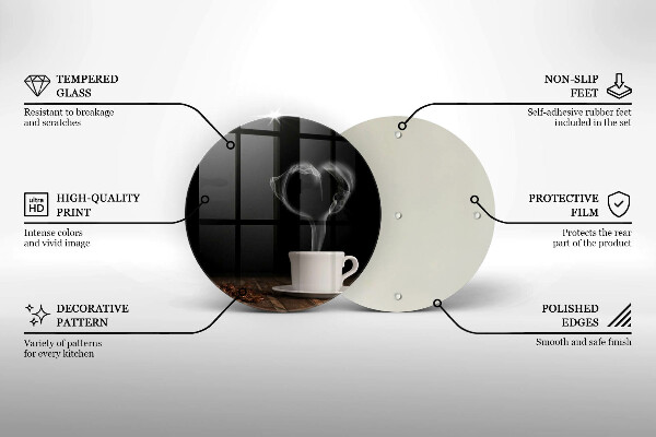 Chopping board glass Coffee cup heart