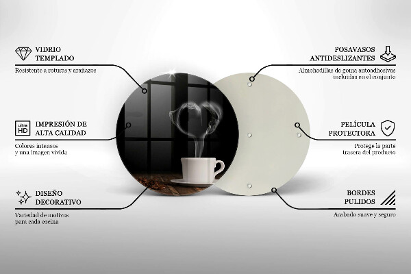 Chopping board glass Coffee cup heart