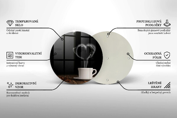 Chopping board glass Coffee cup heart