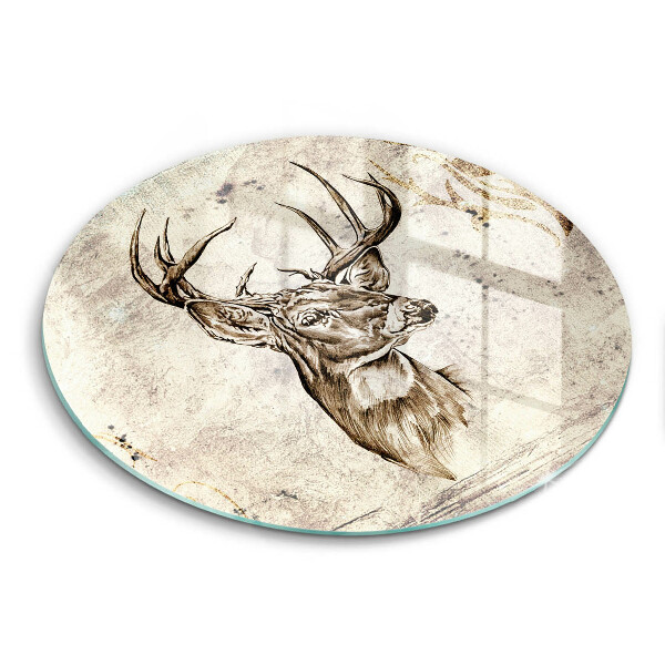 Chopping board glass Illustration deer animal