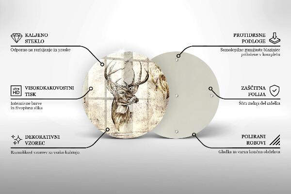 Chopping board glass Illustration deer animal