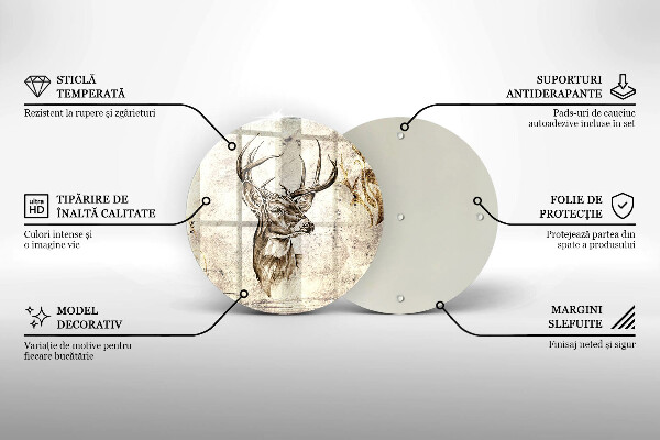 Chopping board glass Illustration deer animal
