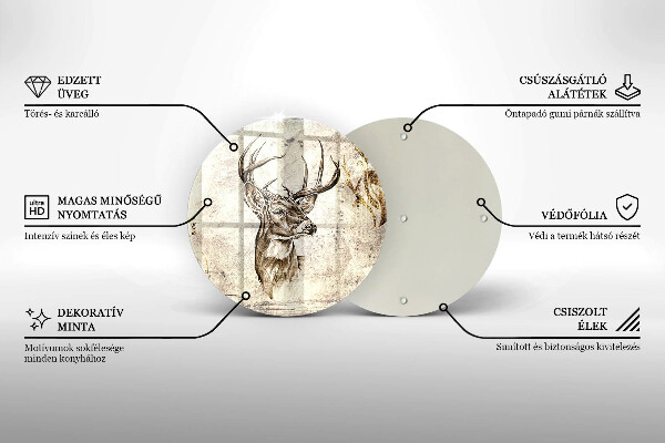 Chopping board glass Illustration deer animal
