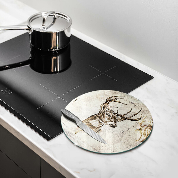 Chopping board glass Illustration deer animal