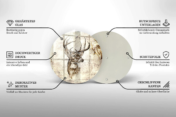 Chopping board glass Illustration deer animal
