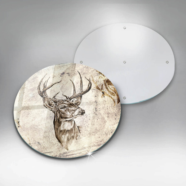 Chopping board glass Illustration deer animal
