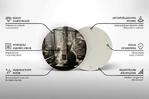 Chopping board glass Cats city and window