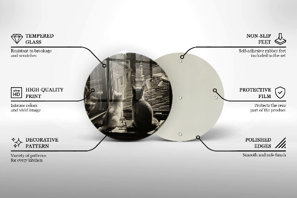 Chopping board glass Cats city and window