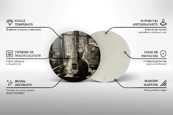 Chopping board glass Cats city and window