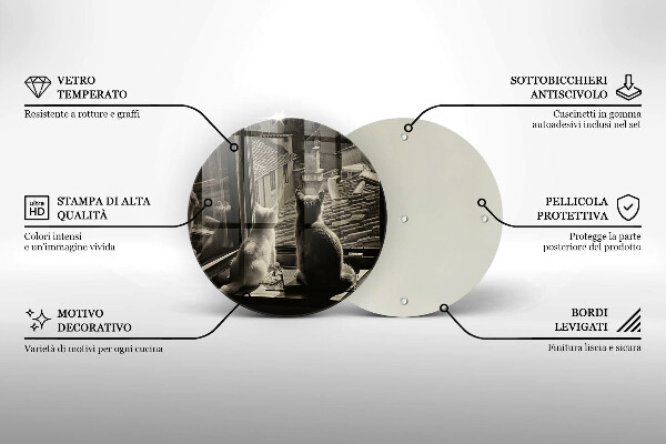Chopping board glass Cats city and window