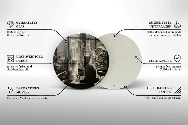 Chopping board glass Cats city and window