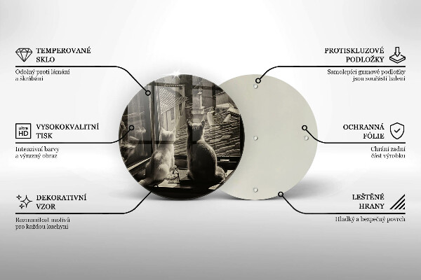 Chopping board glass Cats city and window