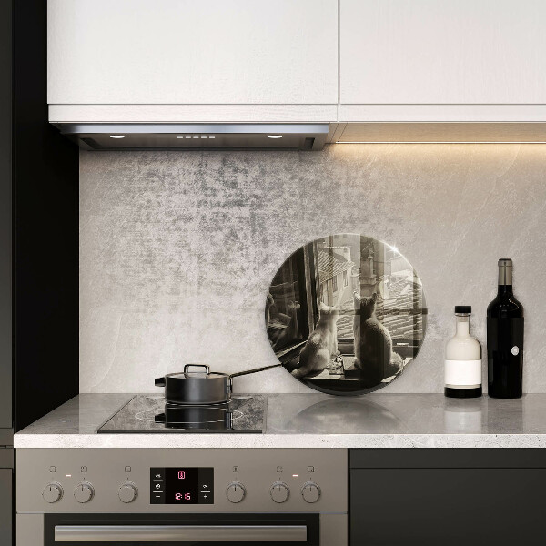 Chopping board glass Cats city and window