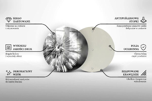 Chopping board glass Delicate dandelion
