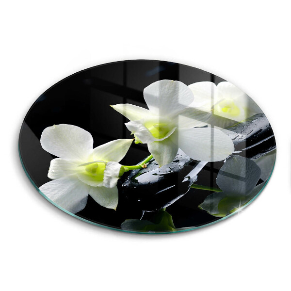 Chopping board glass Zen white flowers in water