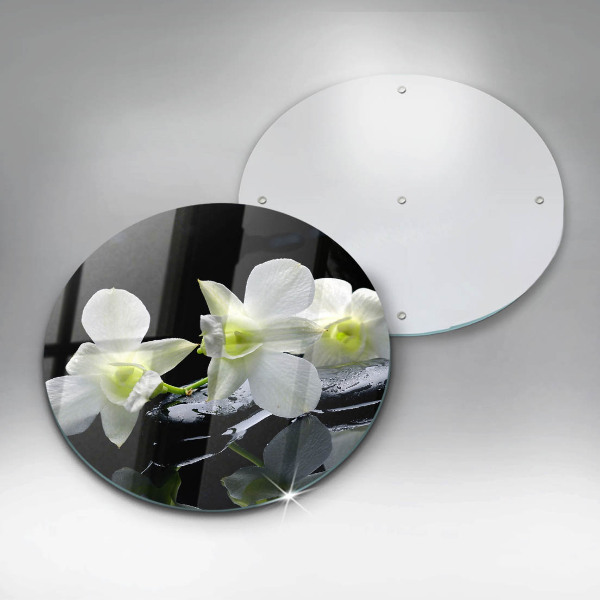 Chopping board glass Zen white flowers in water