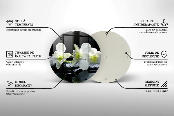 Chopping board glass Zen white flowers in water