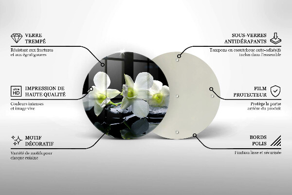 Chopping board glass Zen white flowers in water