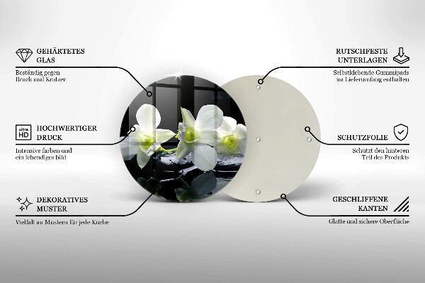 Chopping board glass Zen white flowers in water