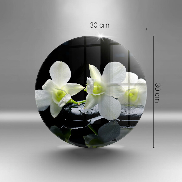 Chopping board glass Zen white flowers in water