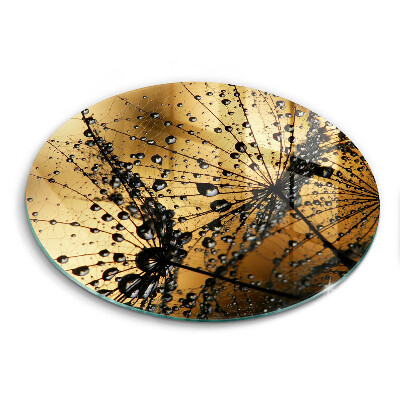 Chopping board glass Rosa and dandelions