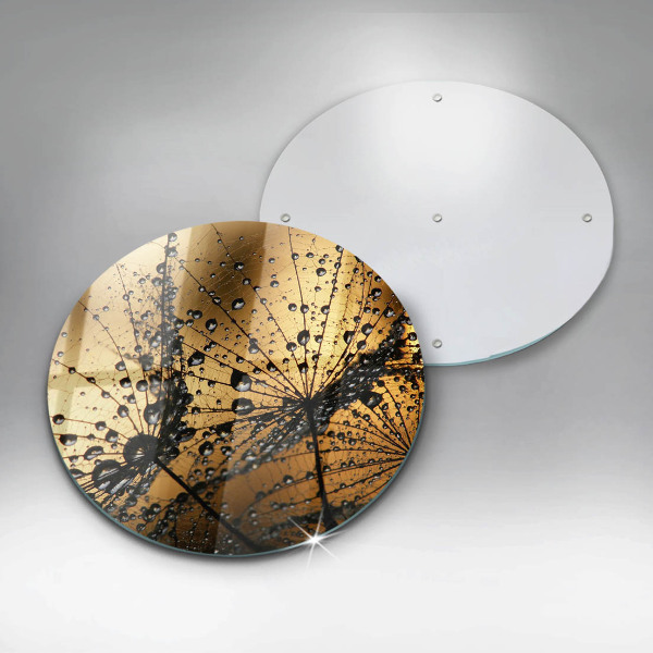 Chopping board glass Rosa and dandelions