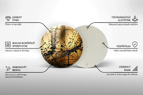 Chopping board glass Rosa and dandelions