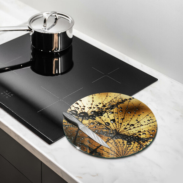 Chopping board glass Rosa and dandelions