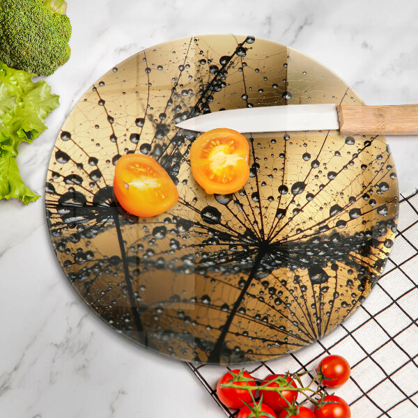 Chopping board glass Rosa and dandelions