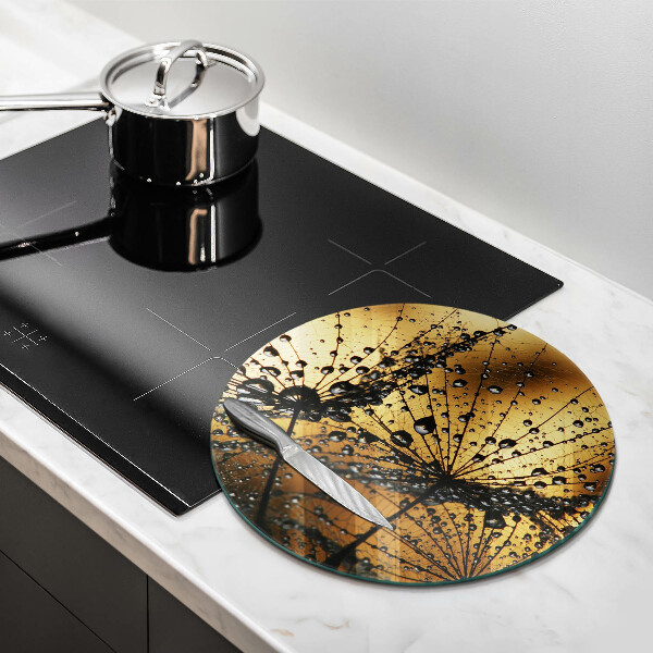 Chopping board glass Rosa and dandelions