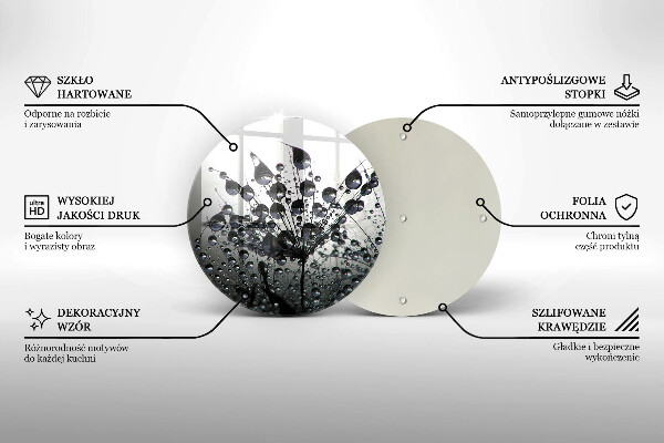 Chopping board glass Dandelions and dew