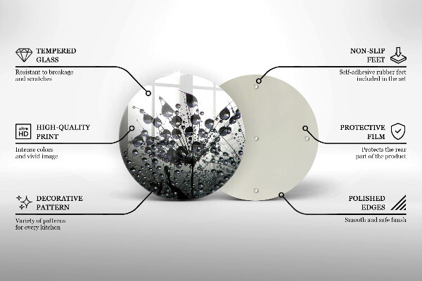 Chopping board glass Dandelions and dew