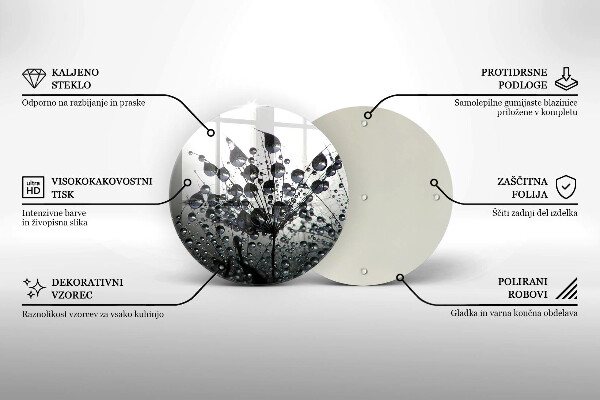Chopping board glass Dandelions and dew