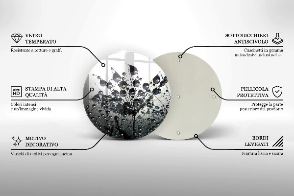 Chopping board glass Dandelions and dew