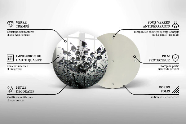 Chopping board glass Dandelions and dew